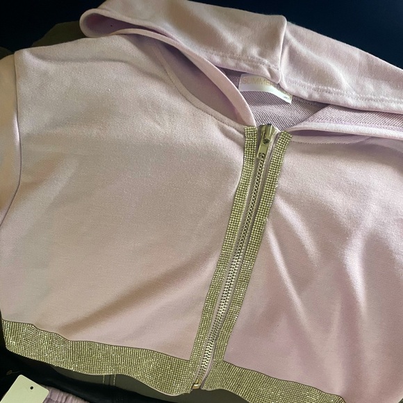 New lavender, hooded bling set shorts top medium large - Picture 6 of 9